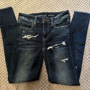 American Eagle Outfitters Blue Skinny Distressed Jeans